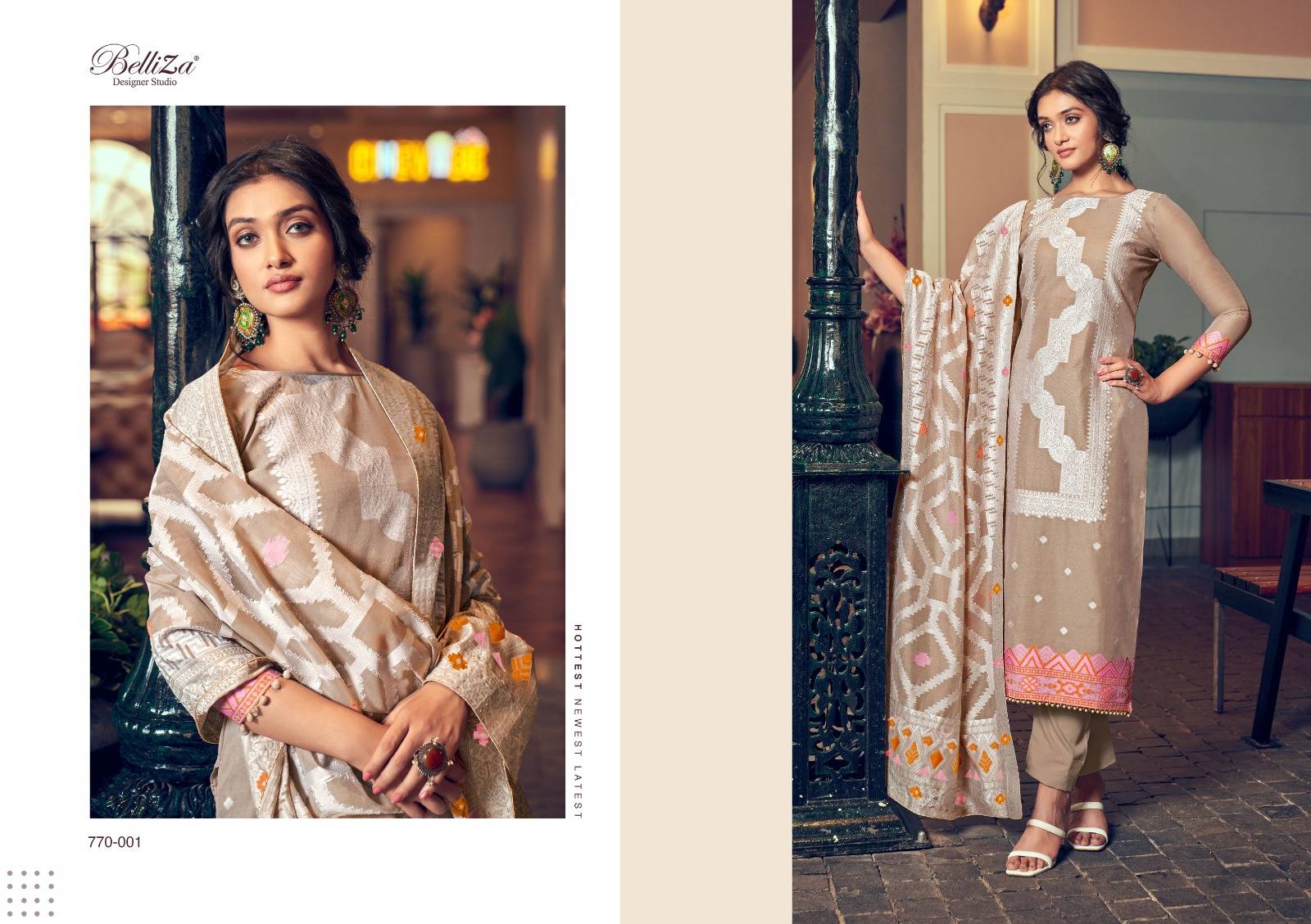 ODHNI BY Belliza 770-001 TO 770-006 SERIES Pakistani Stylish Embroidered Pure Cotton Dresses At Wholesale Price